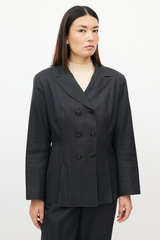 Chanel AW 1998 Grey & Orange Wool Plaid Suit