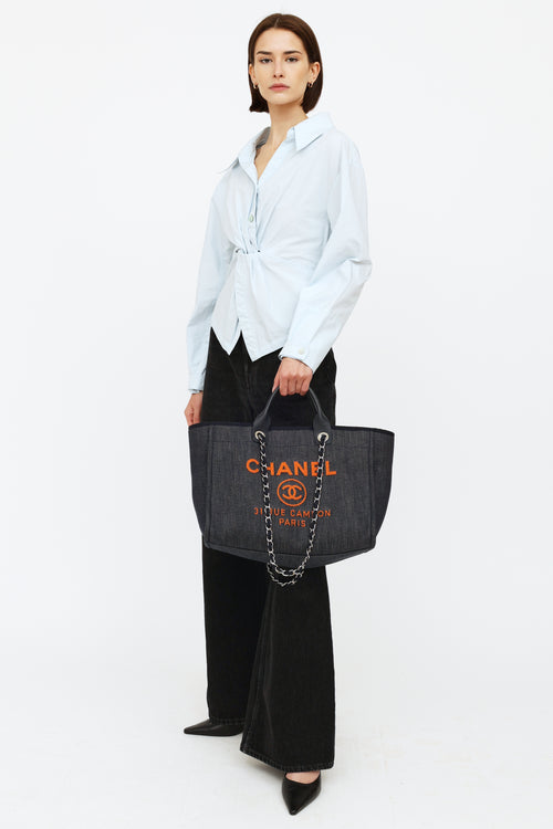 Chanel Denim & Orange Deauville Tote Bag