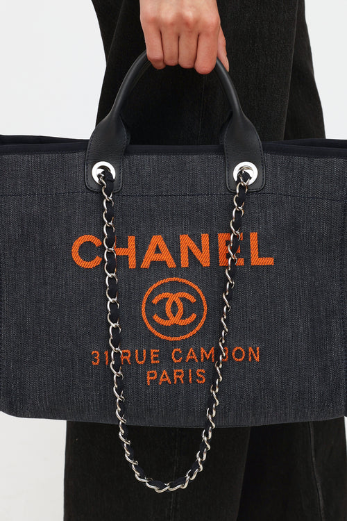 Chanel Denim & Orange Deauville Tote Bag