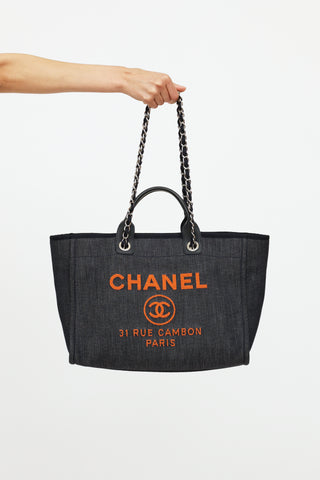 Chanel Denim & Orange Deauville Tote Bag