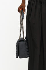 Chanel 2016 Denim Pleated Chain Flap Bag