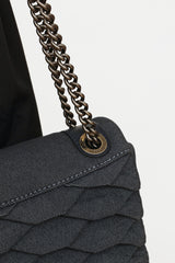 Chanel 2016 Denim Pleated Chain Flap Bag