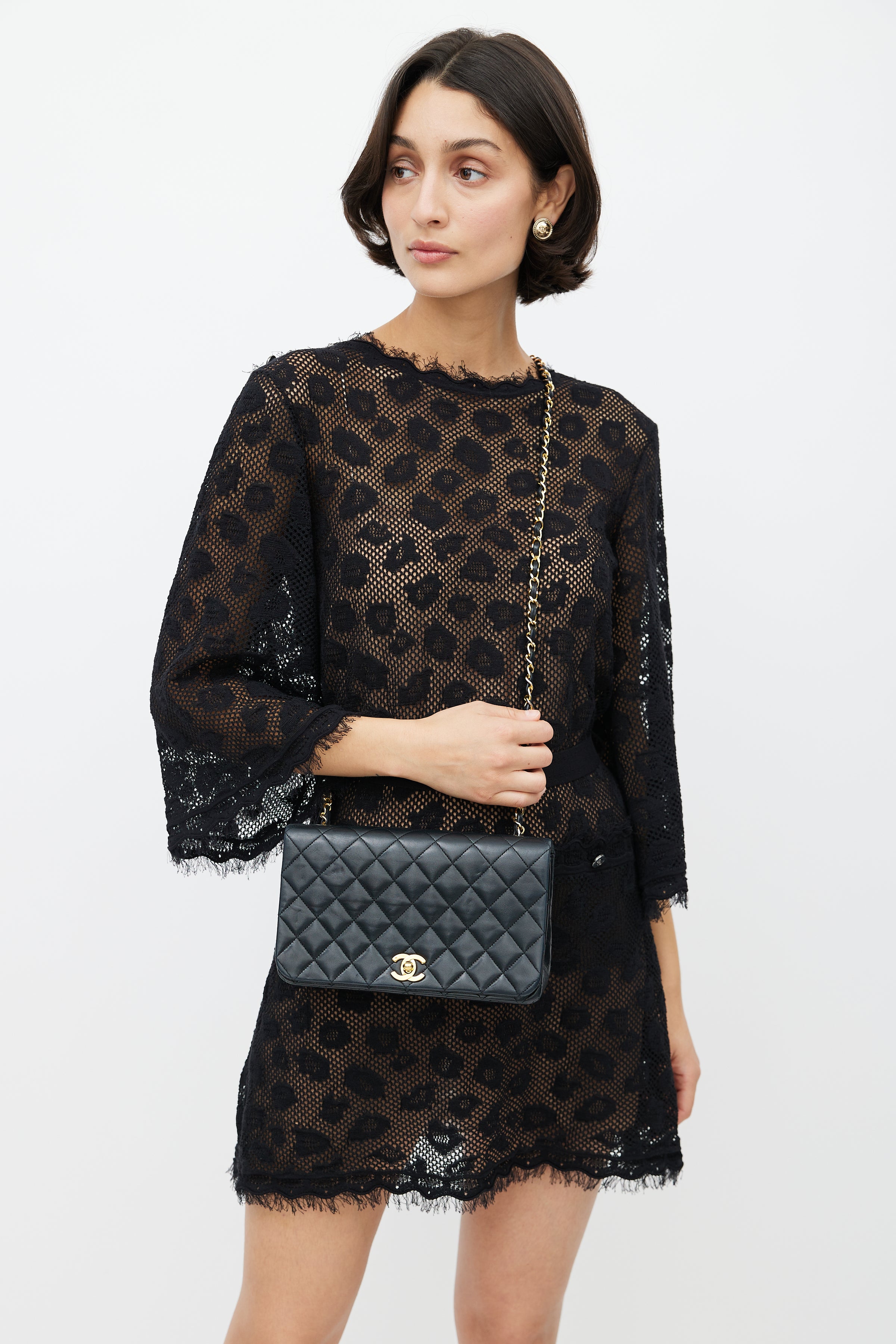black quilted chanel dress Midi dress - Lace, black Fashion