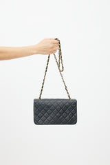 Chanel Early 1990s Black Quilted Leather Full Flap Bag