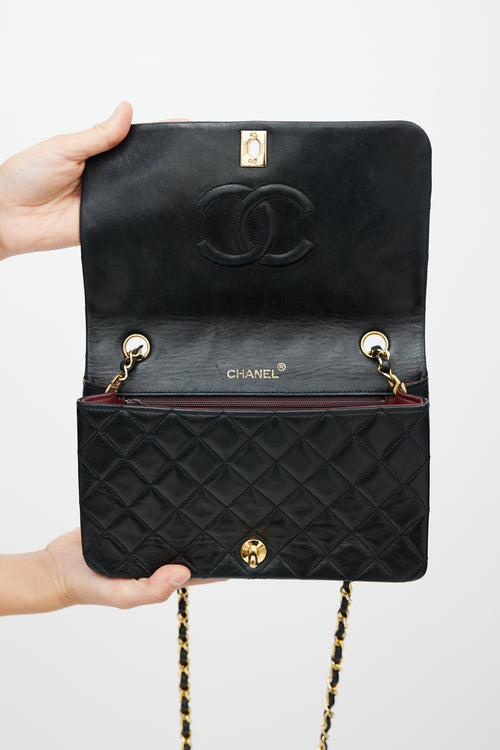 Chanel Early 1990s Black Quilted Leather Full Flap Bag