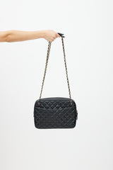 Chanel Early 1990s Black Quilted Leather Large Camera Bag