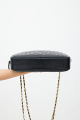 Chanel Early 1990s Black Quilted Leather Large Camera Bag