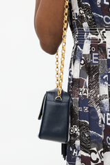 Chanel Early 1990s Navy & White Leather Camera Bag