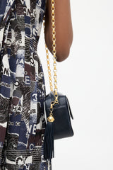 Chanel Early 1990s Navy & White Leather Camera Bag