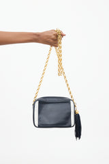 Chanel Early 1990s Navy & White Leather Camera Bag