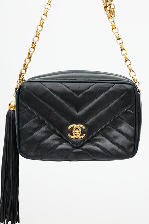 Chanel Early 1990s Black V Stitch Bijou Crossbody Bag