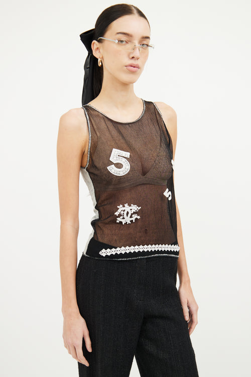 Chanel 2004 Black & White Patchwork Tank Top