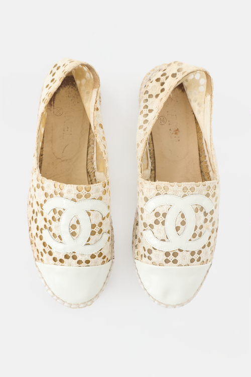 Chanel Eyelet CC Espadrille Flat