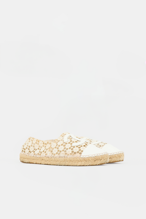 Chanel Eyelet CC Espadrille Flat