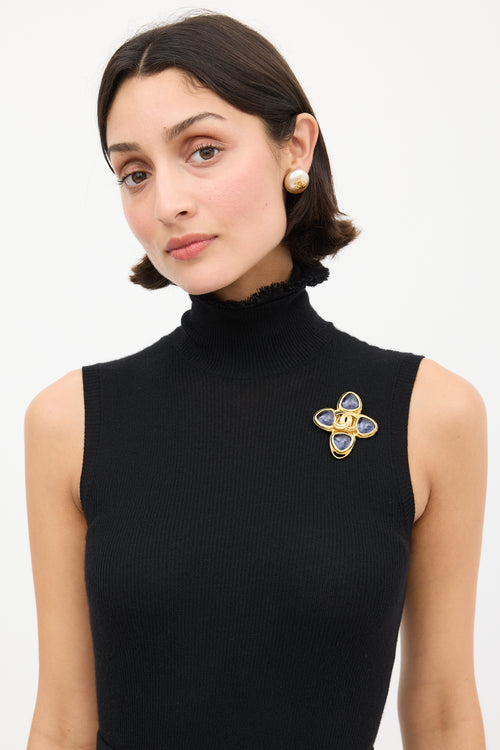 Chanel F/W 1996 Gold & Purple Jewel Brooch Necklace