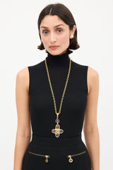 Chanel F/W 1996 Gold & Purple Jewel Brooch Necklace