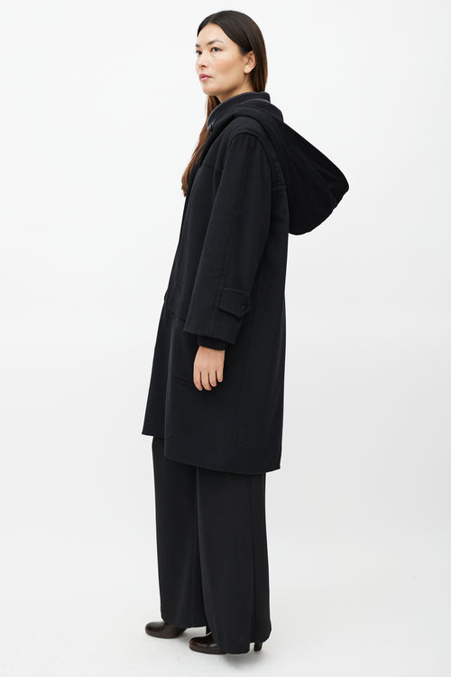 Chanel FW 1999 Black Wool Hooded Coat