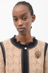 Chanel FW 2001 Gold & Multi Stone Embellished CC Brooch