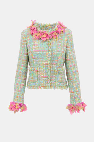 Chanel FW 2001 Wool Tweed Fringe Jacket