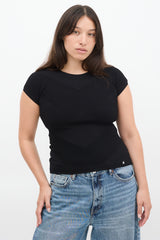 Chanel FW 2003 Black Criss Cross Ribbed Top