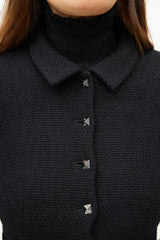 Chanel FW 2003 Black Wool Woven Blazer