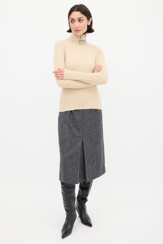 Chanel F/W 2004 Beige & Black Cashmere Turtleneck