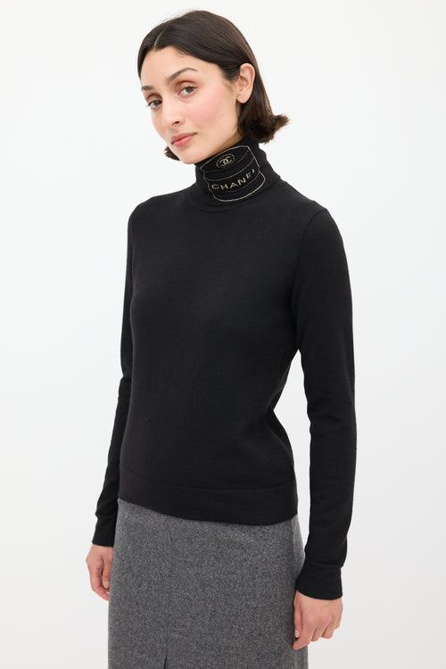 Chanel F/W 2004 Black & Beige Cashmere Turtleneck
