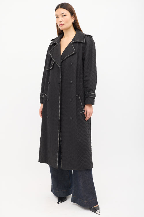 Chanel FW 2004 Black Quilted Stitch & Chain Trench Coat
