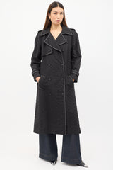 Chanel FW 2004 Black Quilted Stitch & Chain Trench Coat