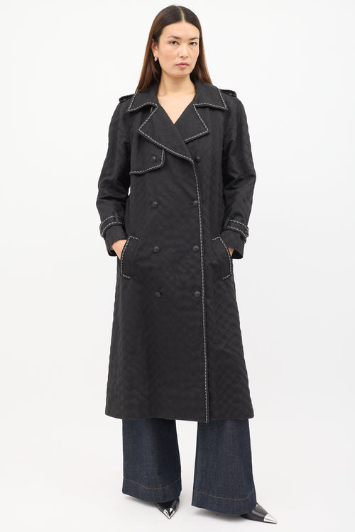 Chanel FW 2004 Black Quilted Stitch & Chain Trench Coat