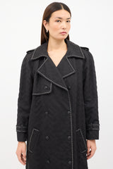 Chanel FW 2004 Black Quilted Stitch & Chain Trench Coat