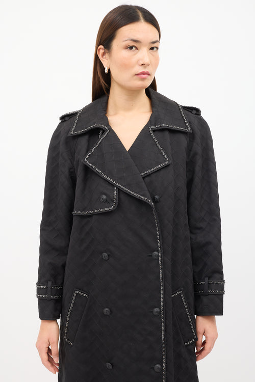 Chanel FW 2004 Black Quilted Stitch & Chain Trench Coat