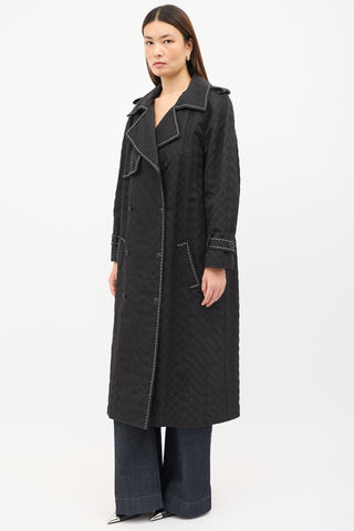 Chanel FW 2004 Black Quilted Stitch & Chain Trench Coat