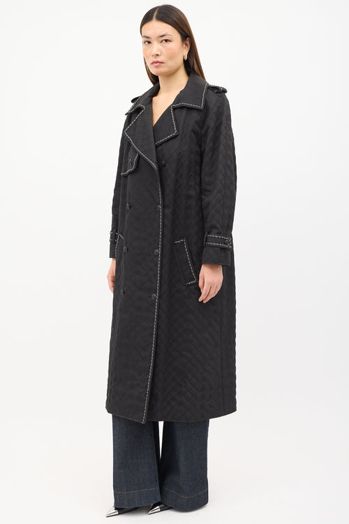 Chanel FW 2004 Black Quilted Stitch & Chain Trench Coat