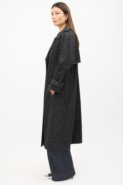 Chanel FW 2004 Black Quilted Stitch & Chain Trench Coat