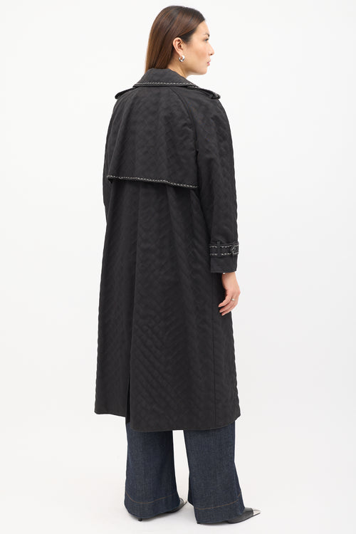 Chanel FW 2004 Black Quilted Stitch & Chain Trench Coat