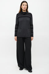 Chanel FW 2005 Black & Grey Cashmere Houndstooth Turtleneck