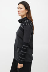 Chanel FW 2005 Black & Grey Cashmere Houndstooth Turtleneck