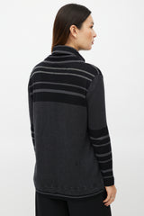 Chanel FW 2005 Black & Grey Cashmere Houndstooth Turtleneck