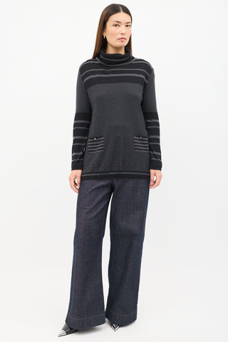 Chanel FW 2005 Black & Grey Cashmere Sweater