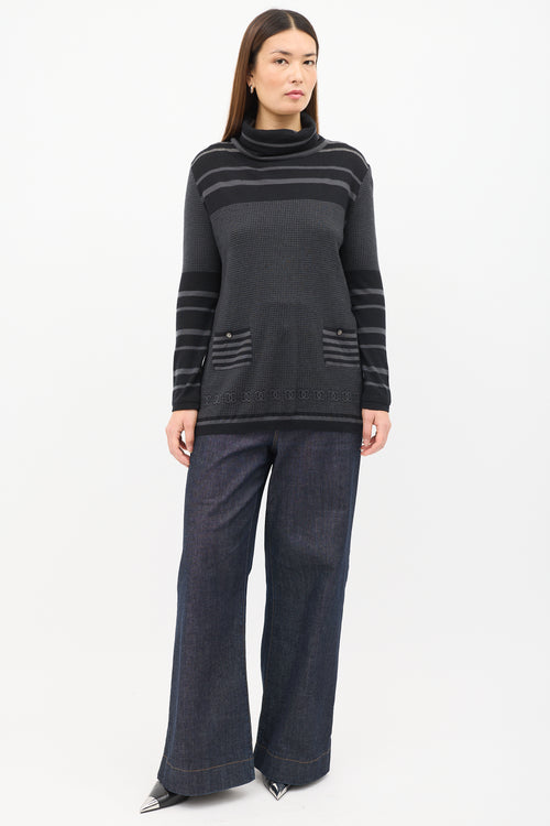 Chanel FW 2005 Black & Grey Cashmere Sweater