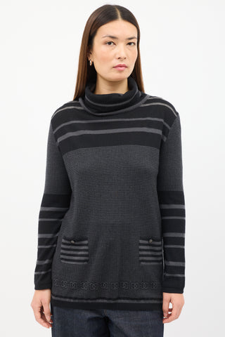 Chanel FW 2005 Black & Grey Cashmere Sweater