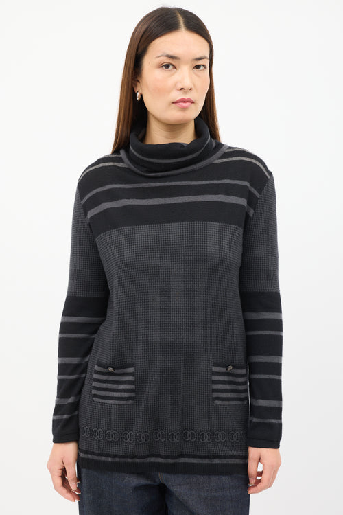 Chanel FW 2005 Black & Grey Cashmere Sweater