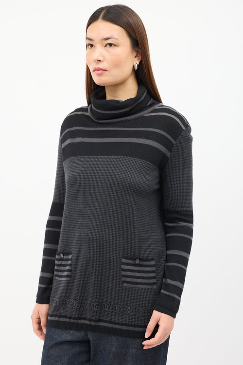 Chanel FW 2005 Black & Grey Cashmere Sweater