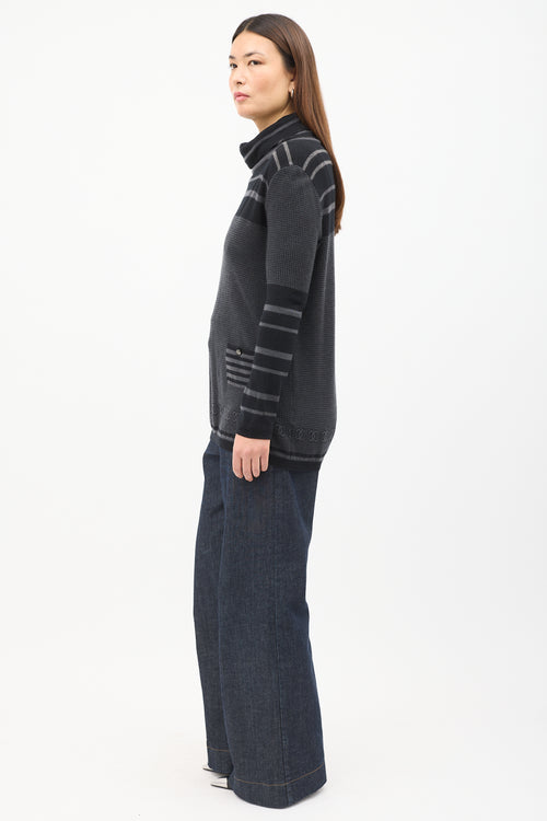 Chanel FW 2005 Black & Grey Cashmere Sweater