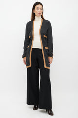 Chanel FW 2006 Grey & Brown Cashmere Belted Cardigan