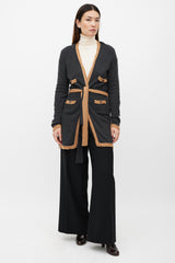 Chanel FW 2006 Grey & Brown Cashmere Belted Cardigan
