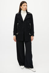 Chanel FW 2007 Black & White Wool Double Breasted Coat