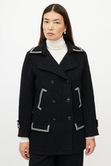 Chanel FW 2007 Black & White Wool Double Breasted Coat