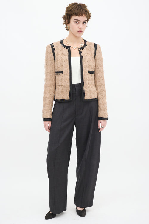 Chanel FW 2008 Beige Wool Woven Two Pocket Jacket